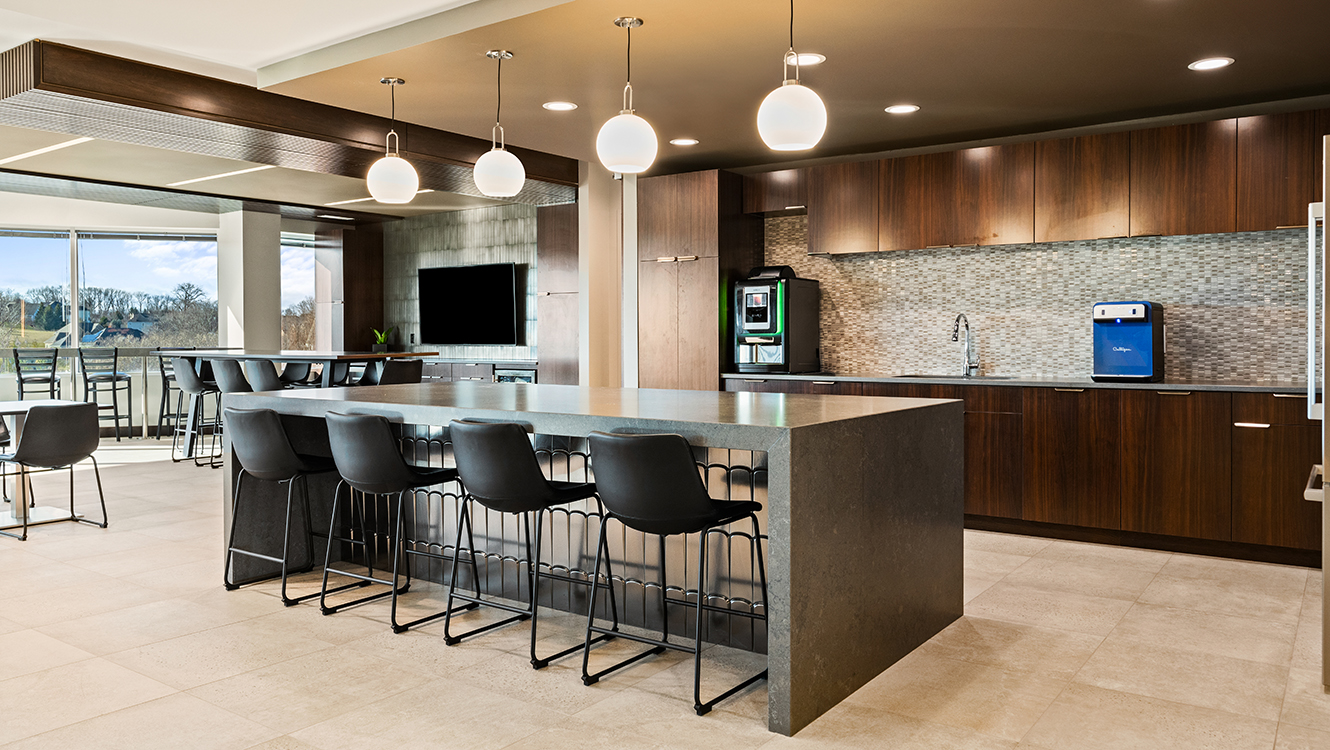 Employee cafe breakfast bar for both employees and visitors